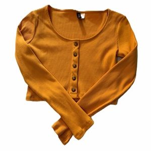 Divided Yellow long sleeve crop top